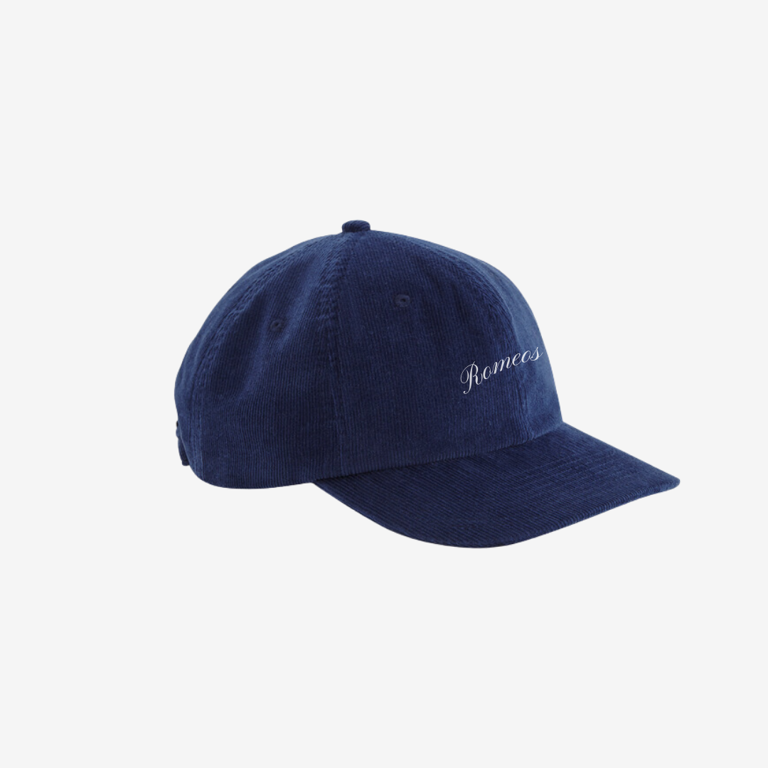 Script Cap - Corduroy Navy - White