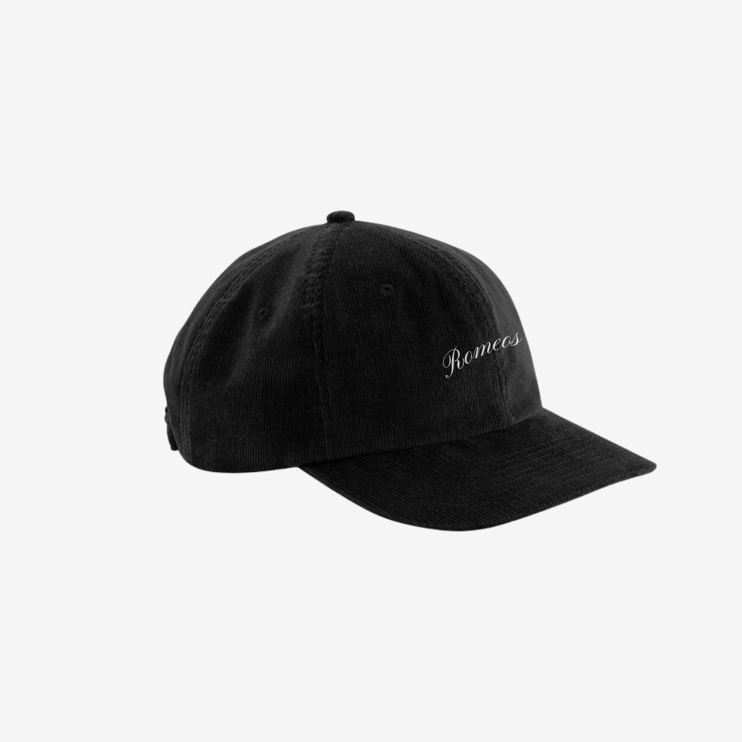 Script Cap - Corduroy Black - White