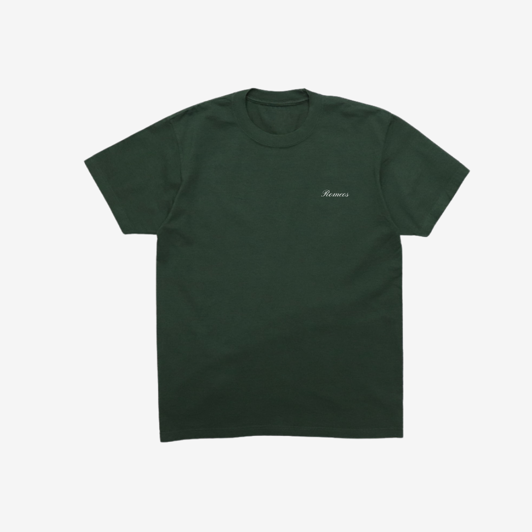 Script T-Shirt - Green - White