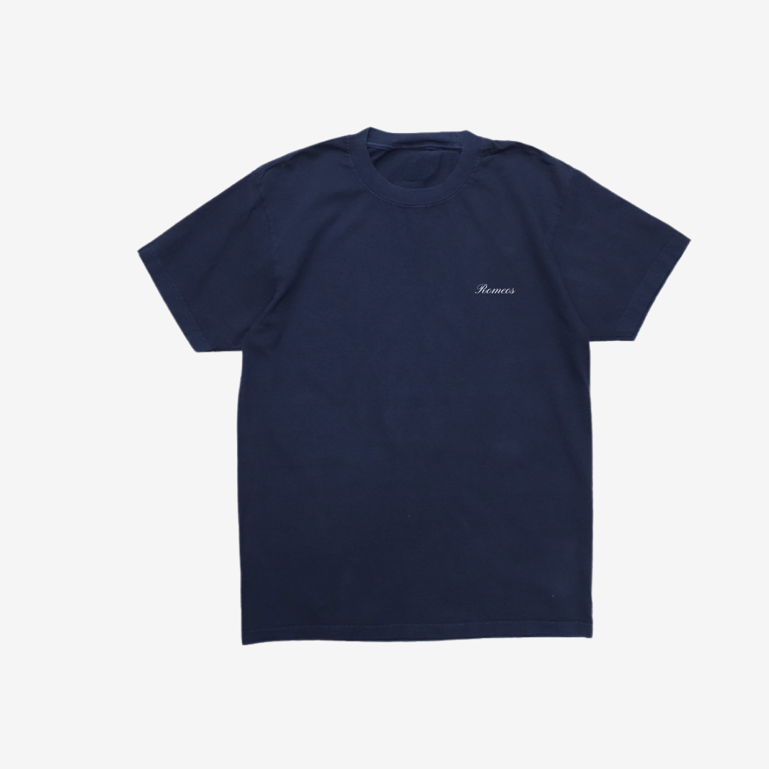 Script T-Shirt - Navy - White