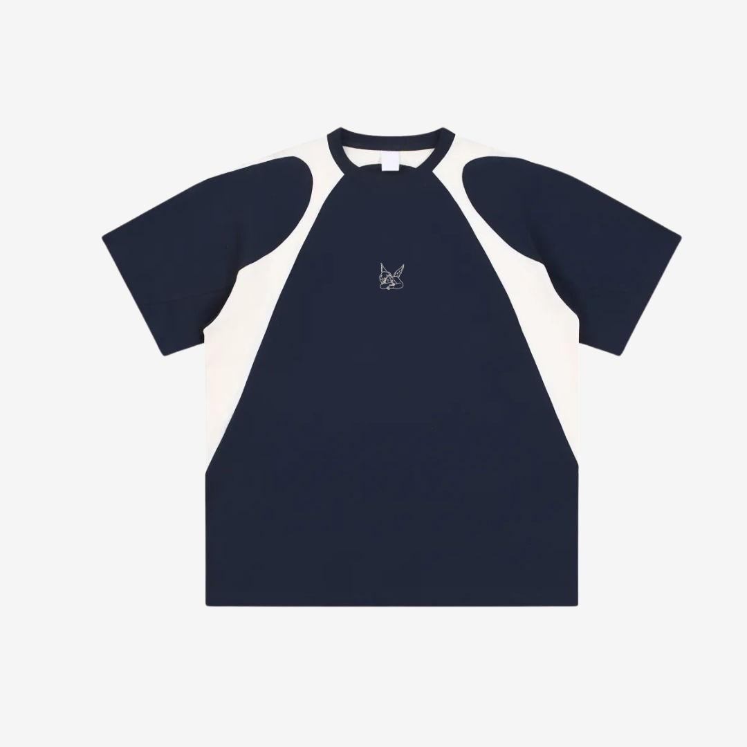 Contrast Panel Cotton Navy