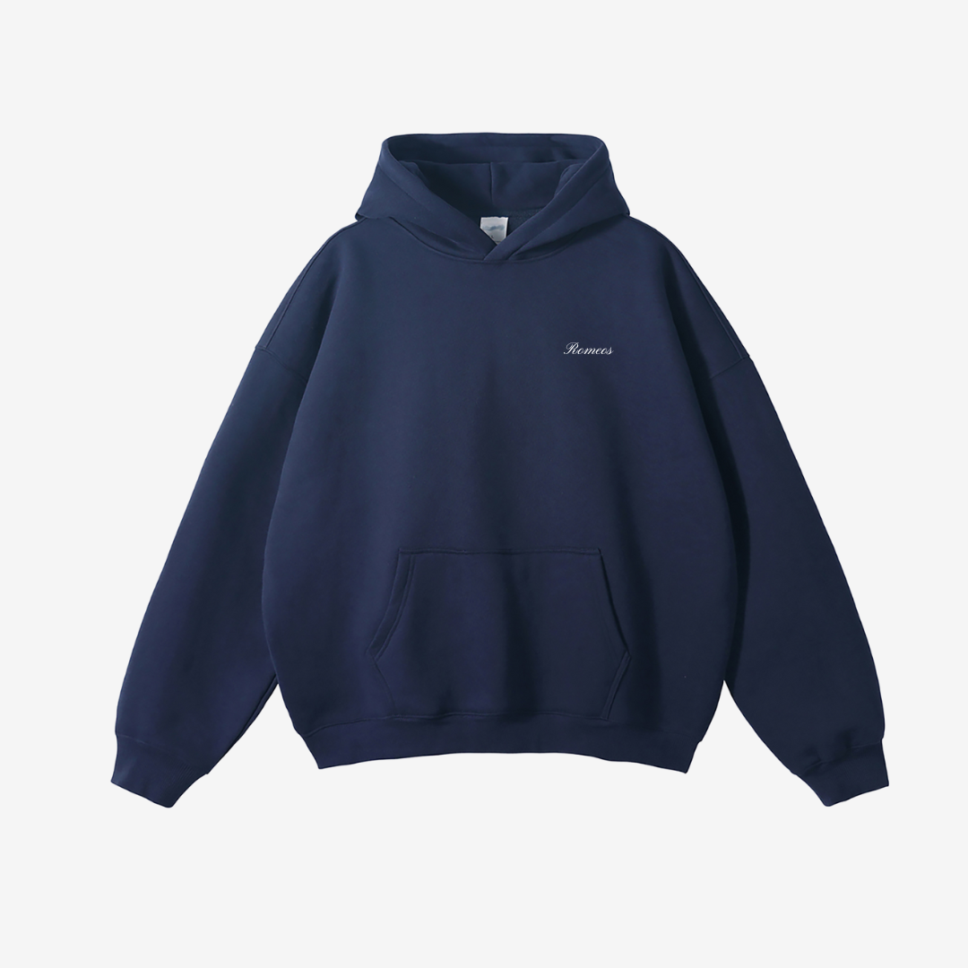 Script Hoodie - Navy - White