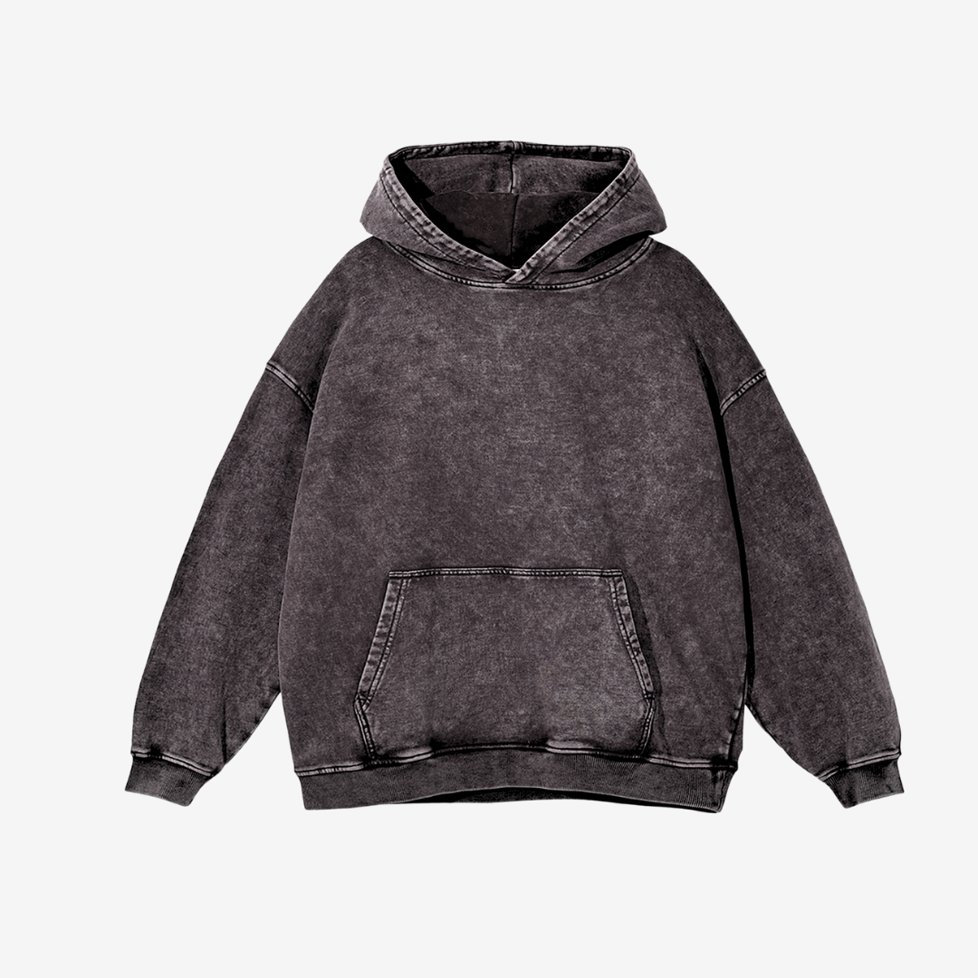 Hidden Cupid Hoodie - Washed Black - White