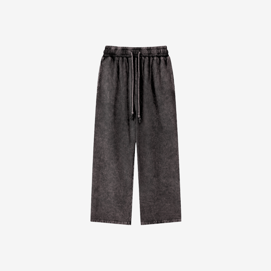 Wide Leg Sweatpants - Washed Black