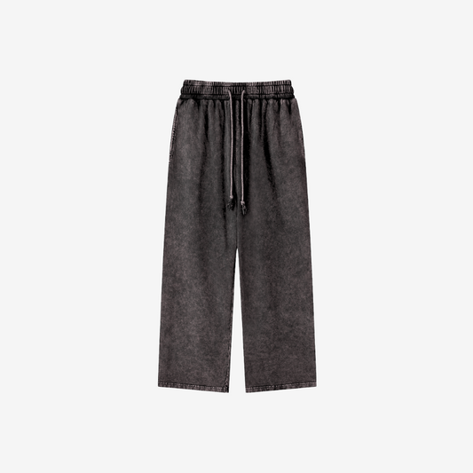 Wide Leg Sweatpants - Washed Black