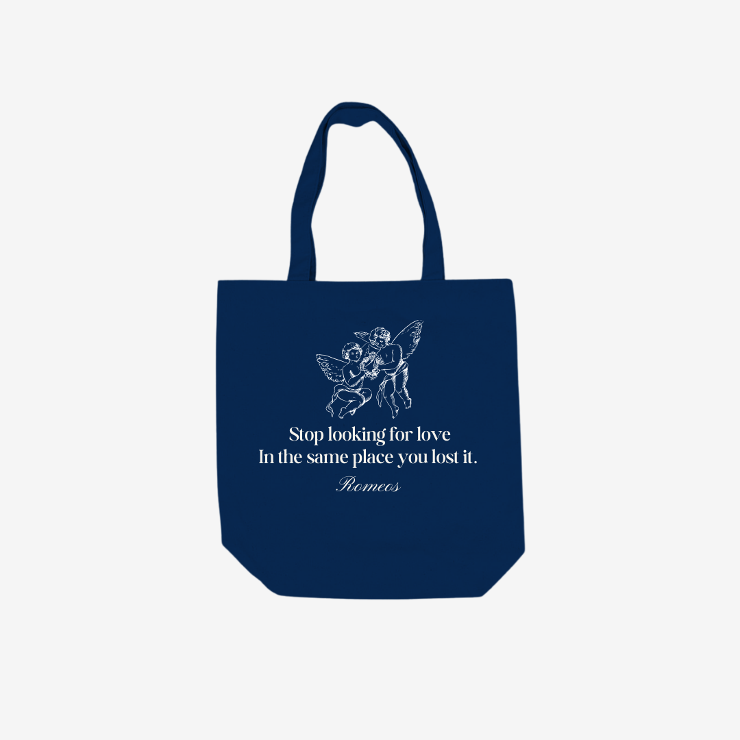 Lost Love Tote Bag - Navy - White