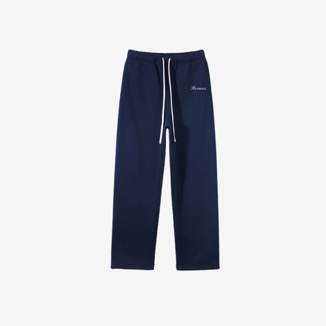 Script Fleece Sweatpants - Navy - White