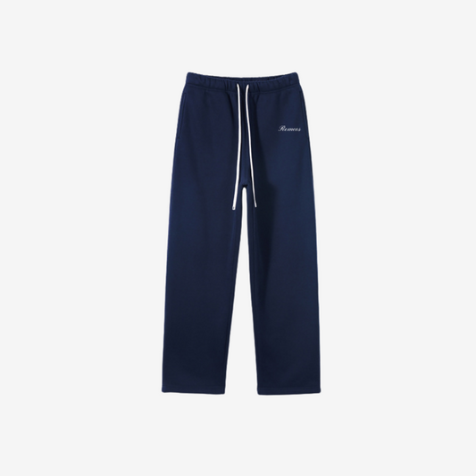 Script Fleece Sweatpants - Navy - White