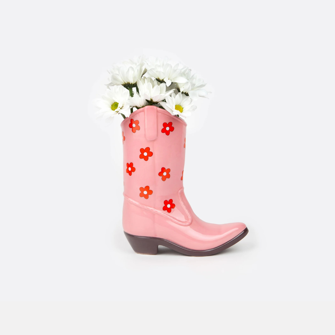 Rodeo Pink Cowboy Boot Vase