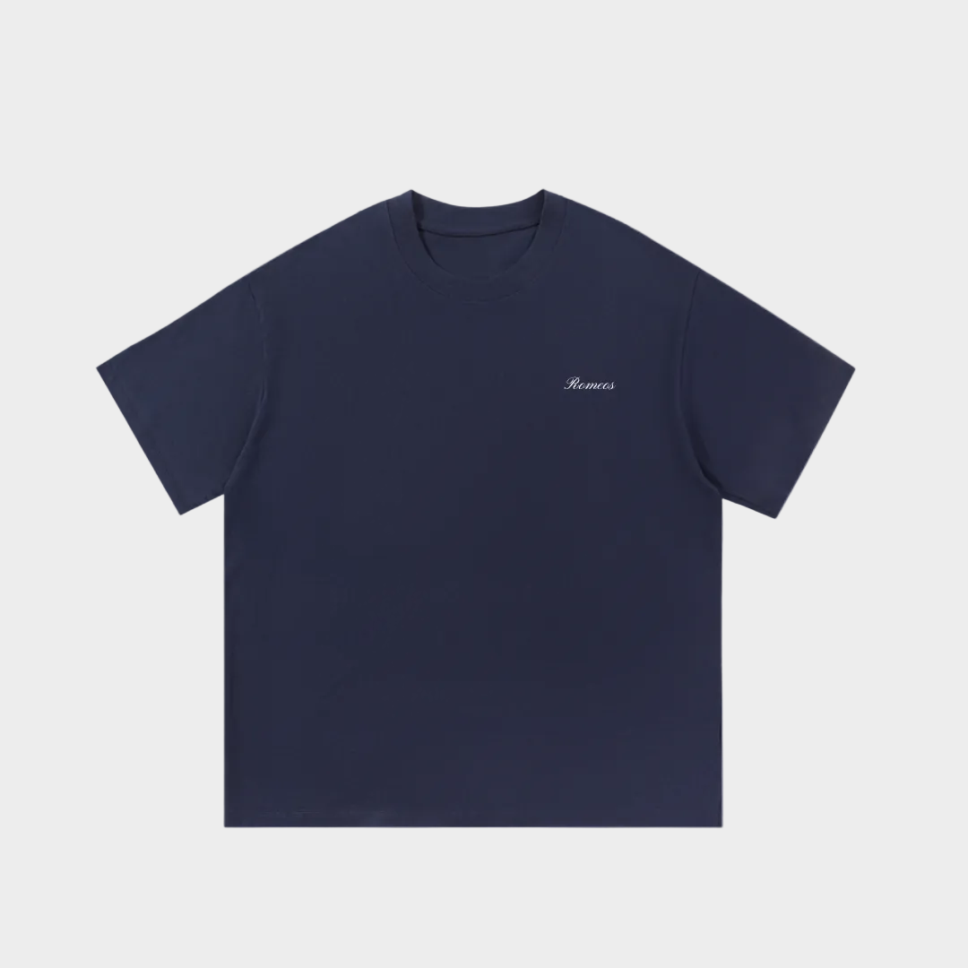 Script T-Shirt - Navy - White