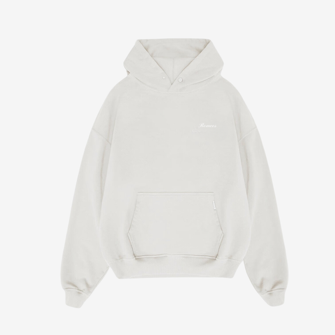 Script Cloud Hoodie - Ash Cream - White