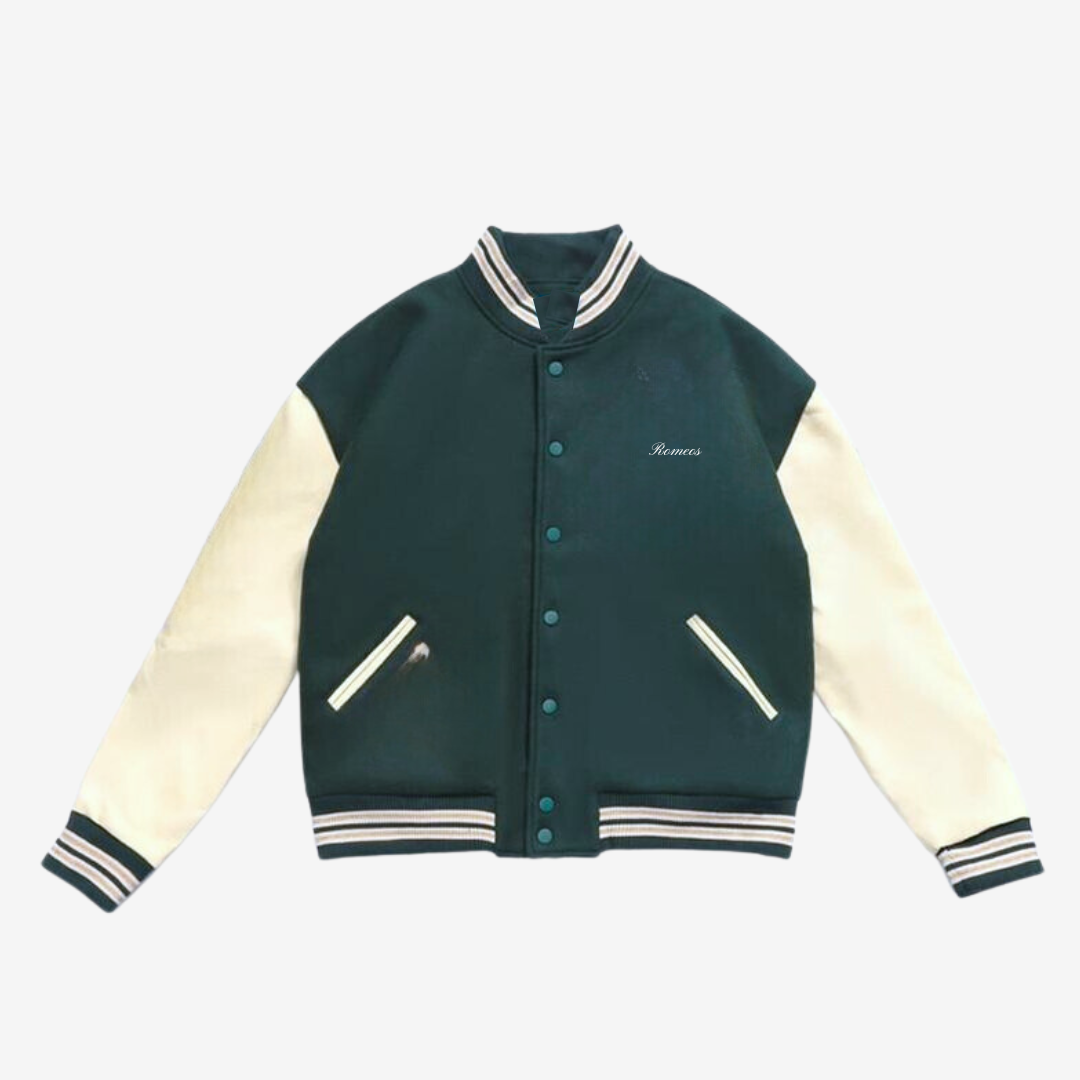 Script Varsity Jacket - Green - White