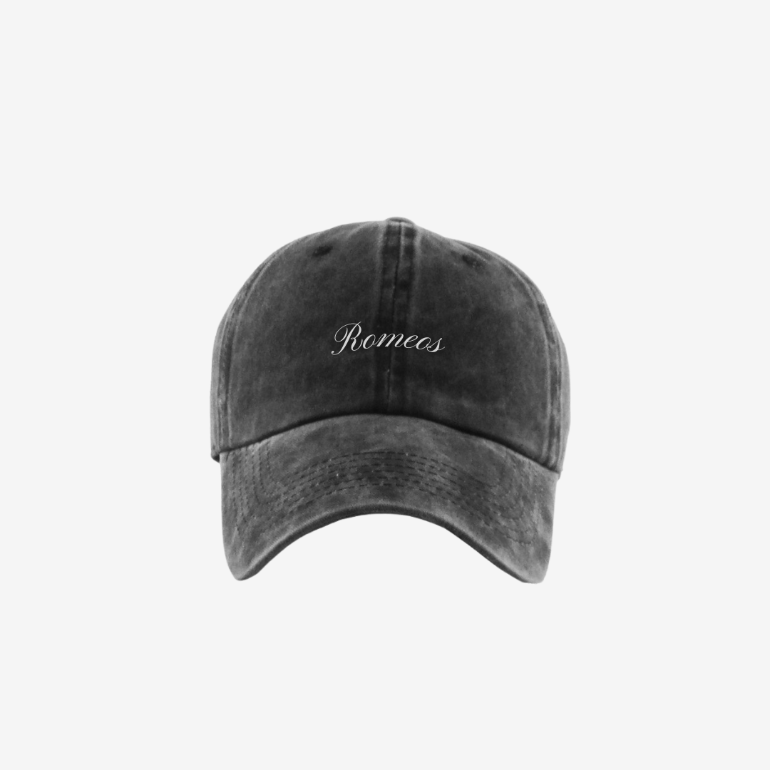 Script Cap - Vintage Black - White
