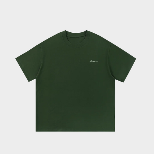 Script T-Shirt - Green - White